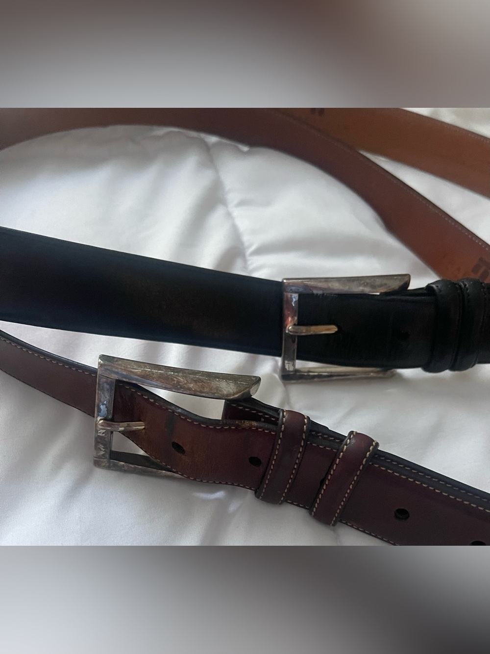 Trafalgar Leather Belt Lot Pair Size 38 Brown & Black Easton Connecticut USA